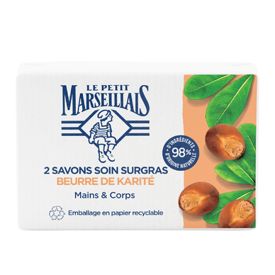 Savon soin surgras beurre karité LE PETIT MARSEILLAIS, 2x100g