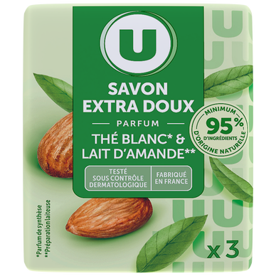 Savon thé blanc lait amande extra doux, 3x100g
