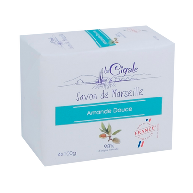 Savons de Marseille à l'amande douce LA CIGALE, 4x100g