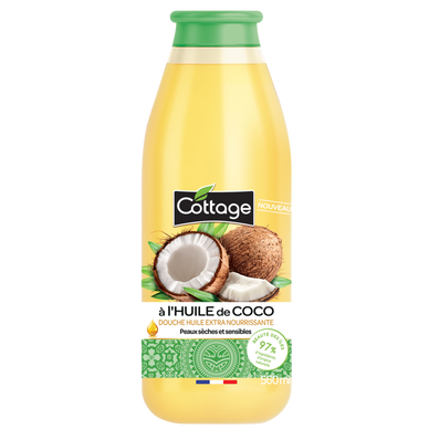 Douche huile extra nourrissante huile de coco COTTAGE, flacon de 560ml