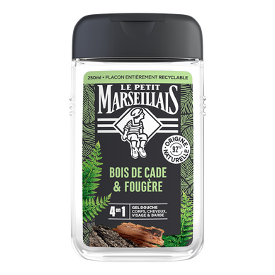 Gel douche rafraîchissant bois de cade et fougère LE PETIT MARSEILLAIS, flacon de 250ml