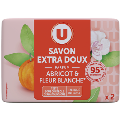 Savon extra doux abricot fleur blanche, 2x100g