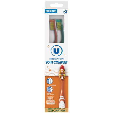 Brosse à dents soin complet medium, x2