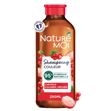 Shampooing couleur éclat pour cheveux colorés et/ou méchés NATURE MOI,flacon de 250ml