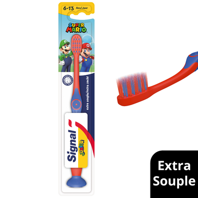 Brosse à dents enfant 6-13 ans super mario extra-souple SIGNAL x 1
