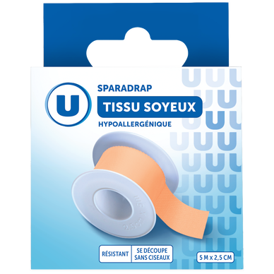 Sparadraps tissu soyeux couleur chair U 5m x 2,5cm
