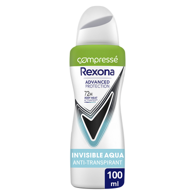 Déodorant compressé anti transpirant 72h aqua invisible REXONA - spray100ml