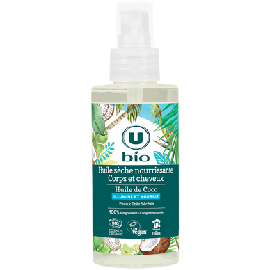Huile sèche nourrissante pour le corps et les cheveux au coco  spray de 150ml
