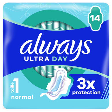 Serviettes hygiéniques ultra normal taille 1 avec ailettes ALWAYS x14