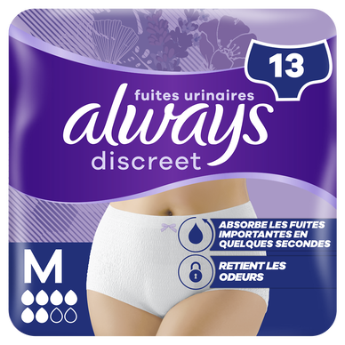 Culottes ALWAYS Discreet pour fuites urinaires taille M x13