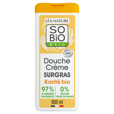 Douche karité sans sulfates SO'BIO, flacon de 650ml