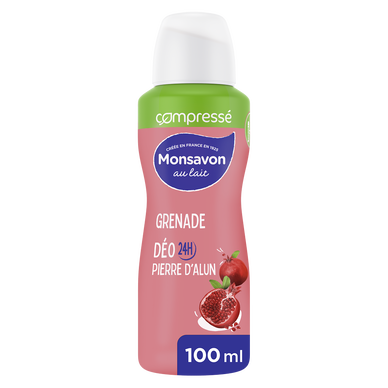Déodorant pour femme compressé lait grenade et fleurs hibiscus pierred'alun MONSAVON, 100ml