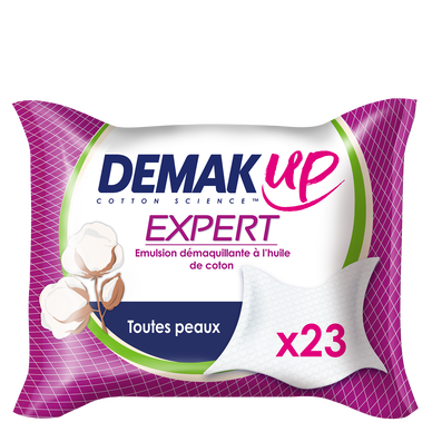Lingettes démaquillantes expert tous types de peaux DEMAK'UP, x23