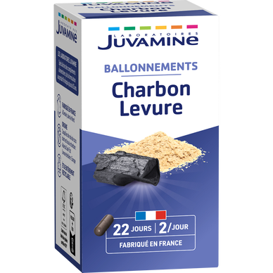 Gélules charbon + levure pour gaz instestinaux JUVAMINE, x45
