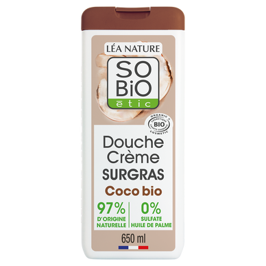 Gel Douche crème surgras à l'huile de coco bio SO'BIO 650ml