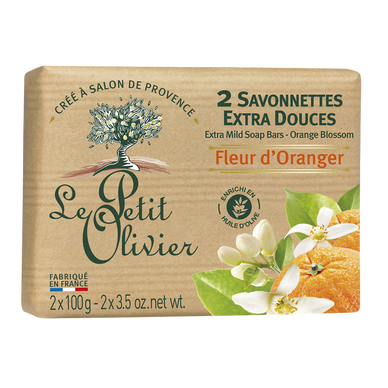 Savon parfum fleur d'oranger LE PETIT OLIVIER, 2x100g