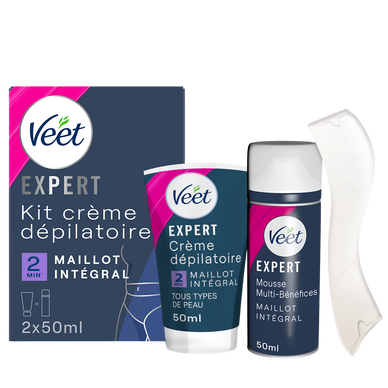 Kit Crème Dépilatoire Expert Maillot 2min Poils Tenaces - VEET - 100ml