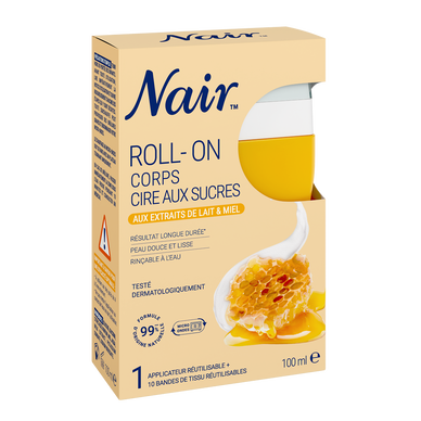 Cire dépilatoire au sucre pour peaux sensibles NAIR, roll on de 100ml