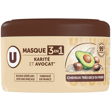 Masque capillaire 3en1 Cheveux très secs ou frisés, karité & avocat -400ml