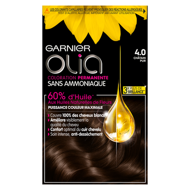 Coloration cheveux n°4.0 châtain pur olia GARNIER