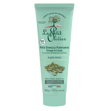 Pâte d'argile verte purif.visage&corps LE PETIT OLIVIER 300g
