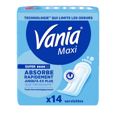 Serviettes hygiéniques Super Fresh maxi VANIA, x14