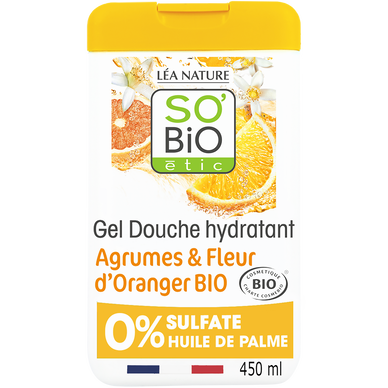 Gel douche agrumes et fleur d'oranger bio SO'BIO 450ml