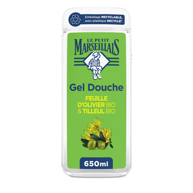 Gel douche extra doux LE PETIT MARSEILLAIS feuille d'olivier bio & tilleul bio 650mL