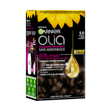 Coloration cheveux n°5.0 châtain clair fondant sans ammoniaque olia GARNIER