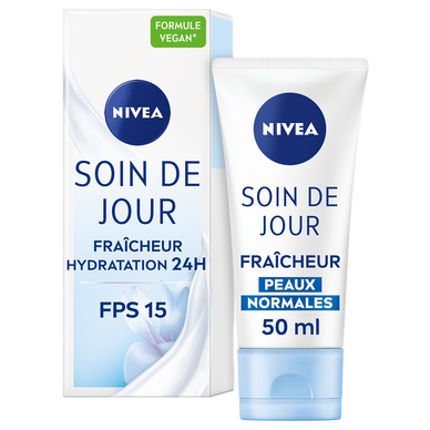 Soin de jour hydratant fraîcheur pour le visage SPF15 pour peaux normales NIVEA, tube de 50ml