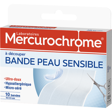 Pansements en bandes à découper MERCUROCHROME, bande x10, (10cmx6cm)