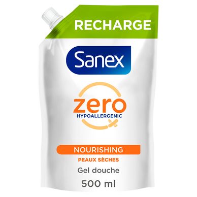 Gel douche Doypack peaux sèches nourissant SANEX Zéro 500mL