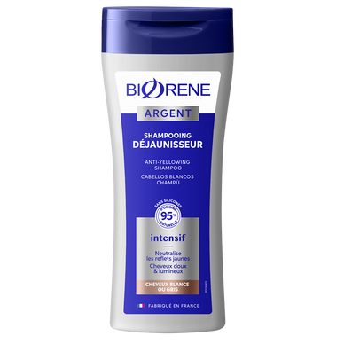 Shampooing déjaunissant BIORENE Argent cheveux gris/blancs, flacon 200ml