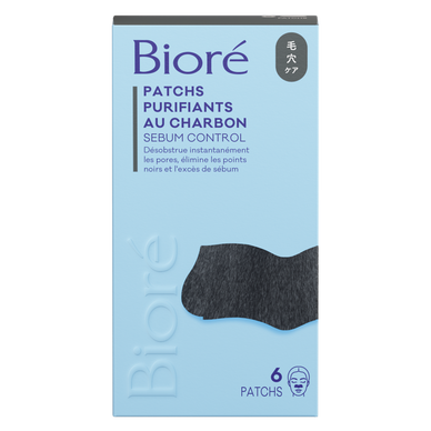 Patchs visage purifiants au charbon BIORE, x6
