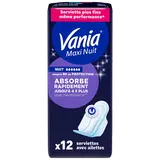 Serviettes hygiéniques maxi nuit absorbe ailettes VANIA, x12
