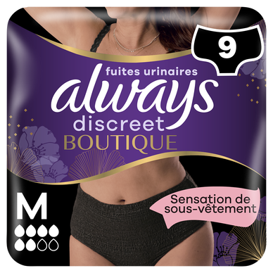 Culottes ALWAYS Discreet boutique fuite urinaire noire plus M x9