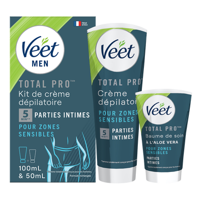 Crème Dépilatoire Total Pro Zones Intimes Peaux Sensibles - VEET MEN -150ml