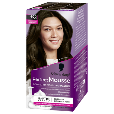 Coloration permanente 400 expresso givré SCHWARZKOPF PERFECT MOUSSE -182ml