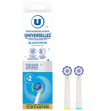 Têtes de brosse à dents universelles U blancheur X2
