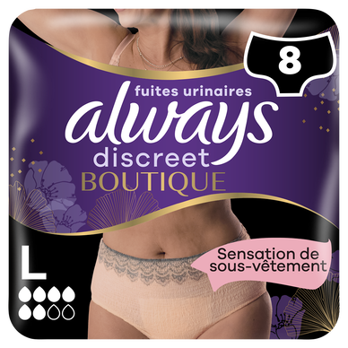 Culottes ALWAYS Discreet boutique fuite urinaire beige plus L x8