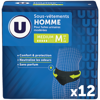 Sous-vêtements incontinence homme médium x12
