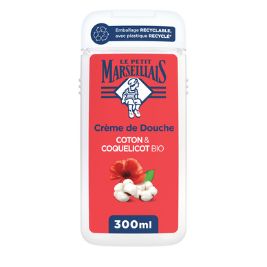 Crème de douche extra LE PETIT MARSEILLAIS coton & coquelicot bio 300mL