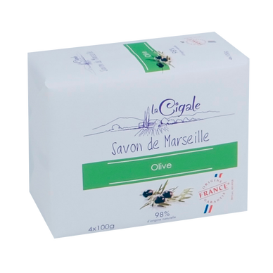 Savons de Marseille à l'huile d'olive LA CIGALE, 4x100g