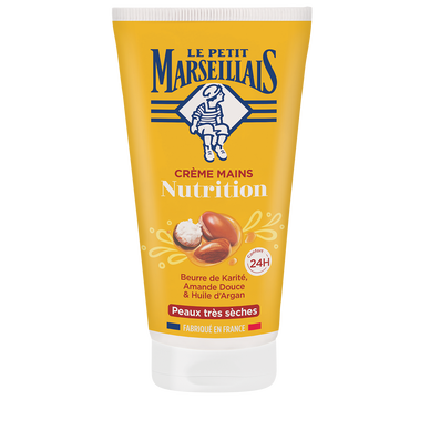 Crème pour les mains nourrissante au karité amande douce et argan LE PETIT MARSEILLAIS, 75ml