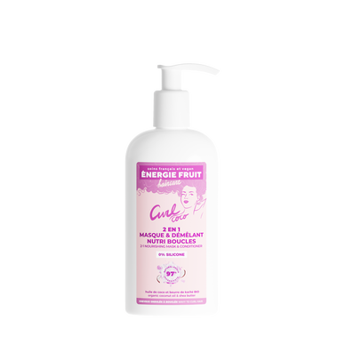 Masque cheveux soin 2en1 sans silicone parfum coco et huile de karitéENERGIE FRUIT, pompe de 300ml