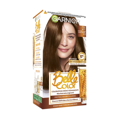 Coloration cheveux n°21 châtain clair doré permanente belle color GARNIER