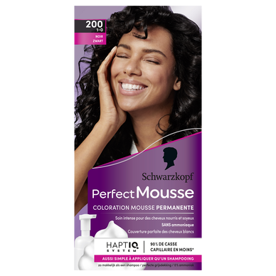 Coloration permanente 200 noir SCHWARZKOPF PERFECT MOUSSE - 182ml