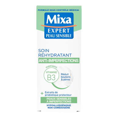 Crème visage hydratante 2en1 anti-imperfections MIXA- tube 50ml