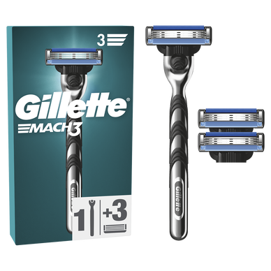 Rasoir pour homme Mach3 GILLETTE x1 manche + 3 recharges de lames
