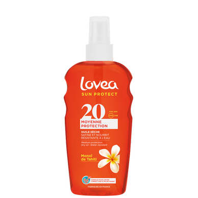 Huile sèche LOVEA Monoï de Tahiti FPS20 moyenne protection 150mL